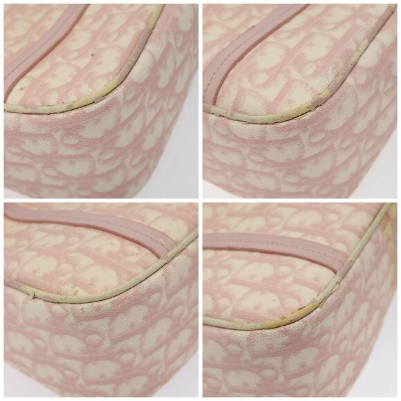 Christian Dior Trotter Canvas Romantic Chain Bag PVC Pink Silver Auth - Picture 15 of 16